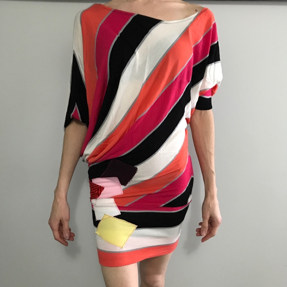 Bebe Striped Dolman Sleeve Dress Small